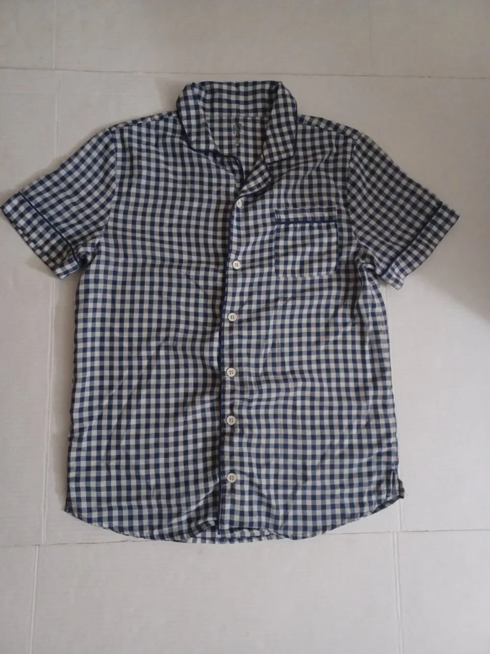 GAP KIDS SLEEP PLAID TWO PIECE PAJAMA SET BLUE WHITE BOYS SIZE 12
